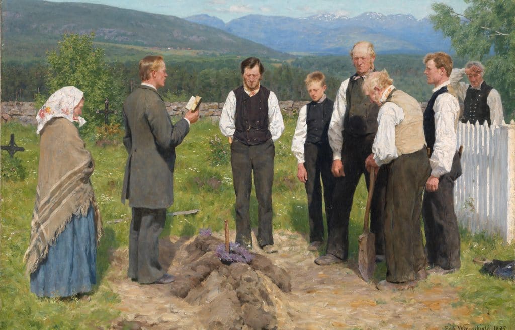 Erik Werenskiold - En bondebegravelse, 1883-85