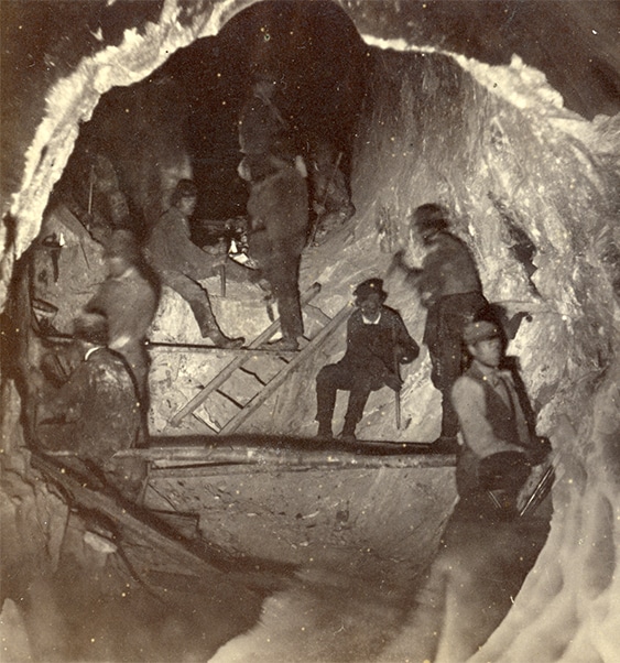 Gruvearbeidere i Koboltgruvene. Fotograf Gercke, 1860-årene.