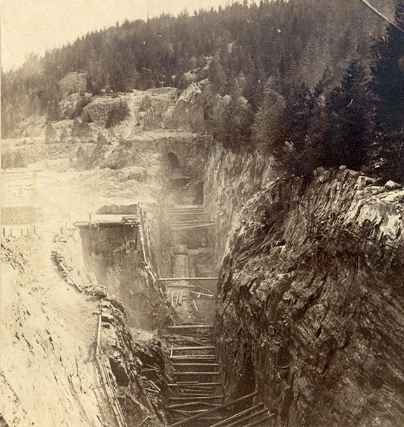 Dagbrudd i mellomgruvene, Koboltgruvene. Fotograf Gercke 1860-årene.
